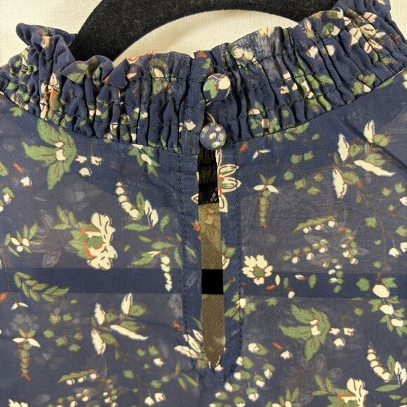 Brand new without Yahs Ladies‎ H&M Navy Blue and Floral Sheer Blouse Size Small - Picture 10 of 13